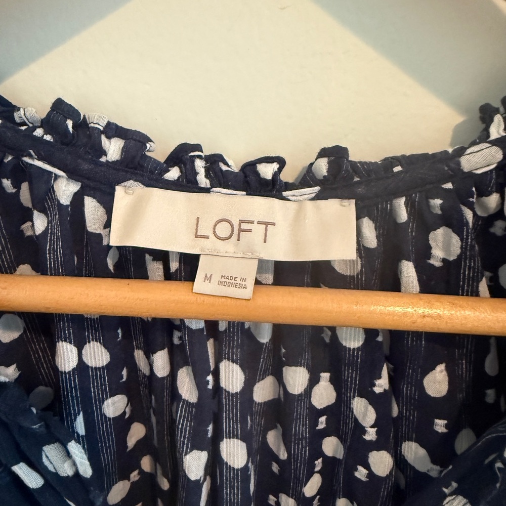 LOFT Blue Ruffled 3/4 Sleeve Blouse - Picture 2 of 2